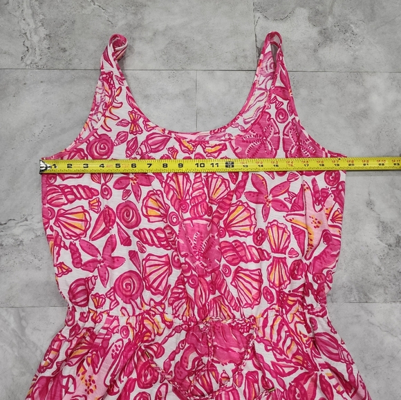 Lilly Pulitzer Pink Orange White Kori Dress Chum Bucket Print Szs Large - Picture 6 of 8